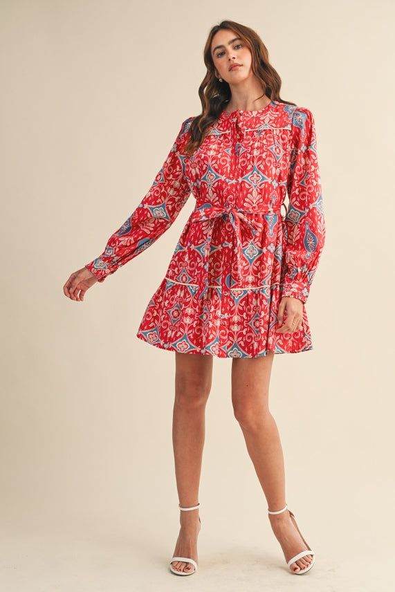 LONG SLEEVE BUTTON DOWN MINI DRESS
