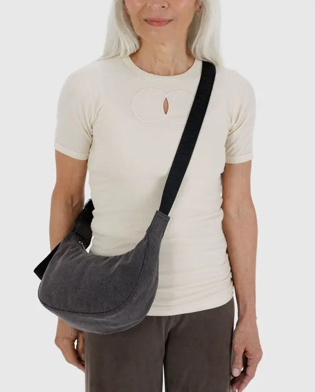 SMALL DENIM CRESCENT BAG