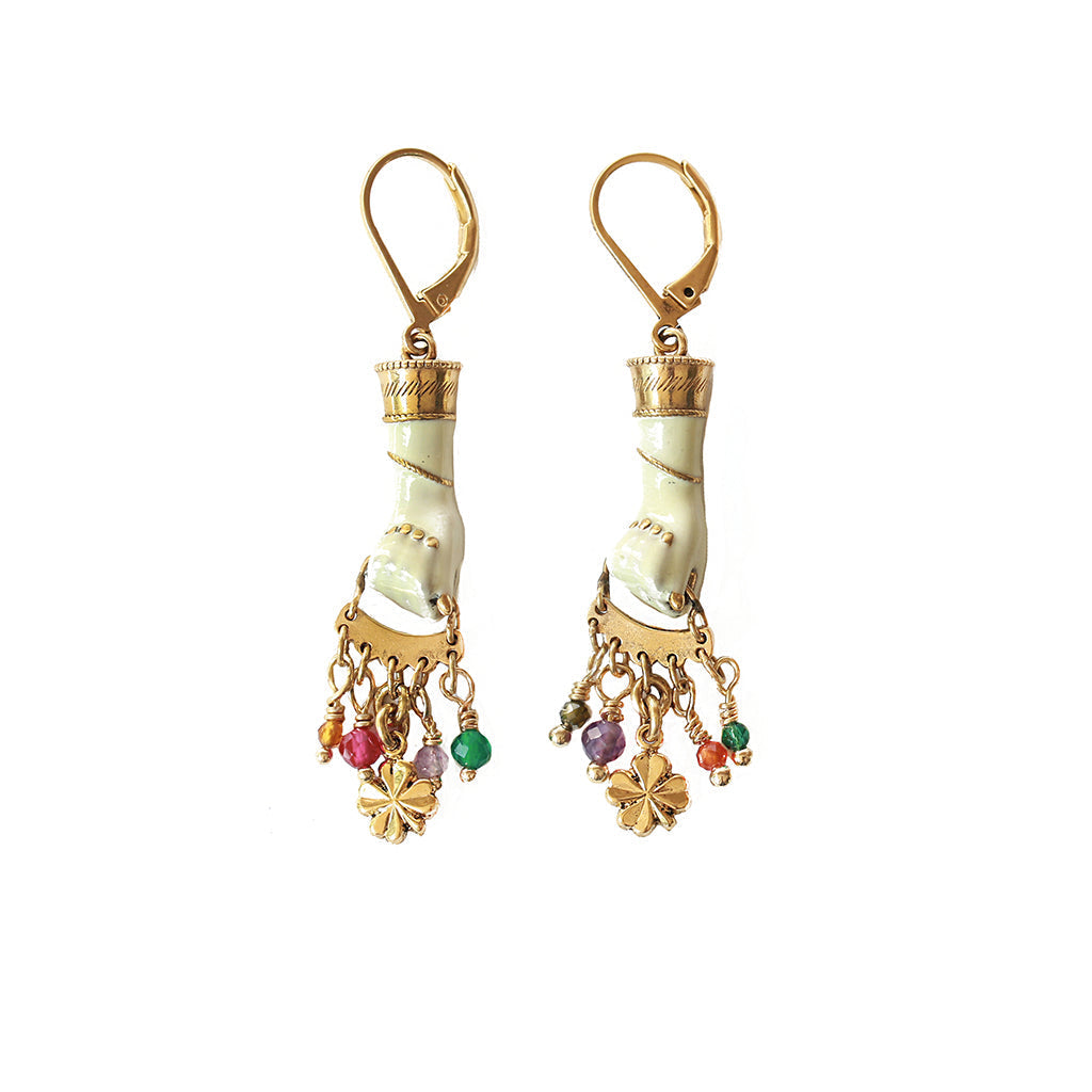 HAND ENAMEL TASSEL EARRINGS