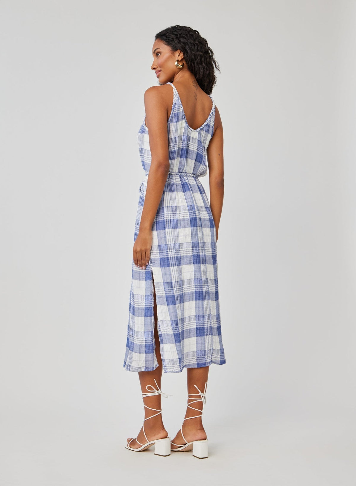 BRAIDED HALTER MIDI DRESS