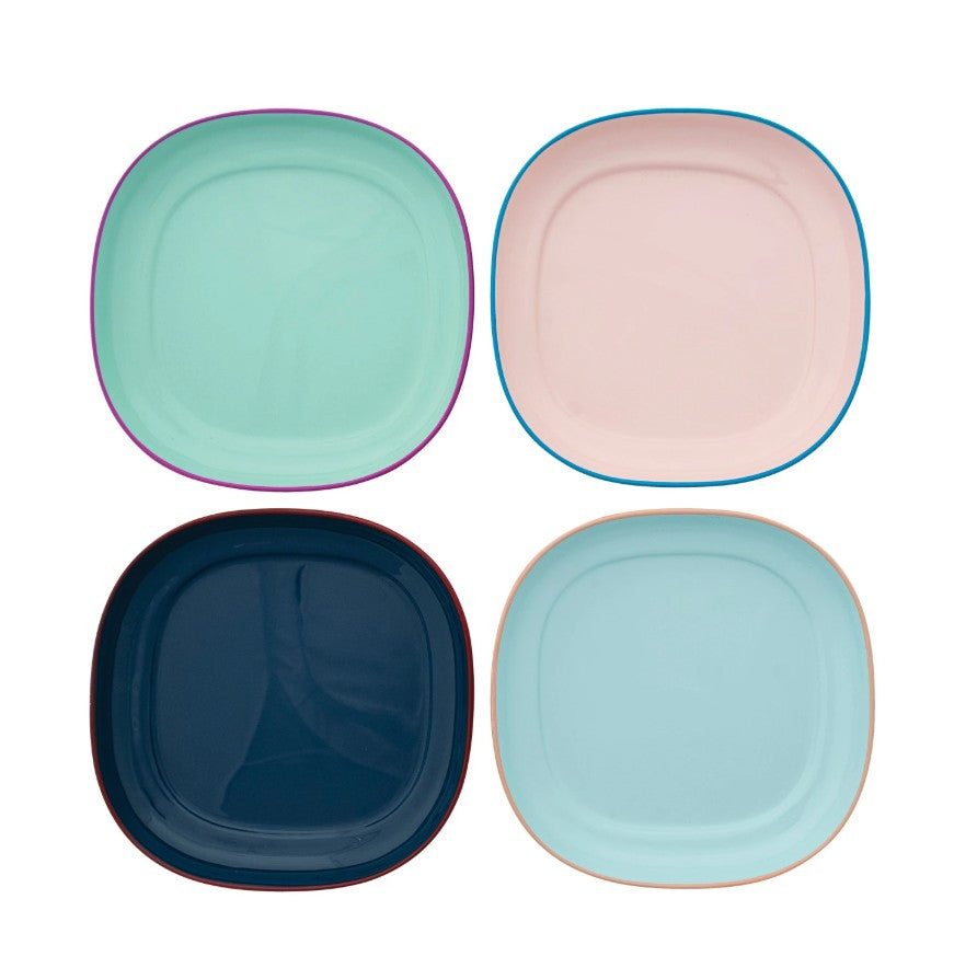 ENAMEL STAINLESS PLATE SET 4