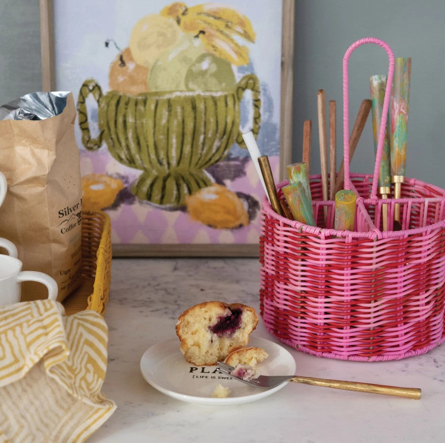 WOVEN PLASTIC 4 SECTION CADDY