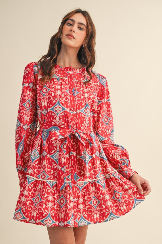 LONG SLEEVE BUTTON DOWN MINI DRESS