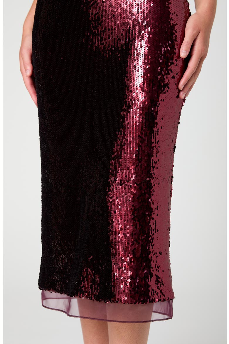 COSETTE STRETCH SEQUIN MIDI SKIRT