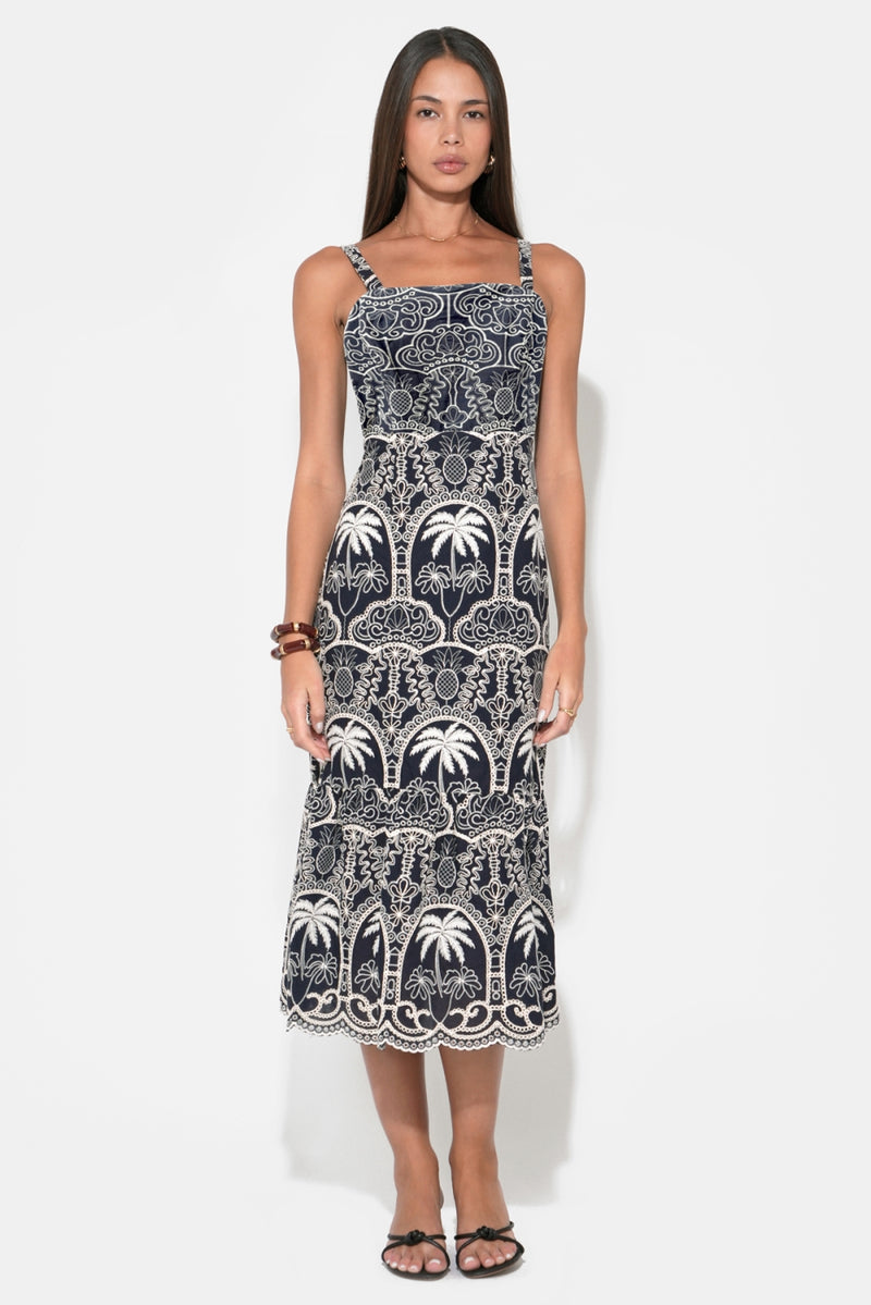 EVANGELINE SCALLOP MIDI DRESS