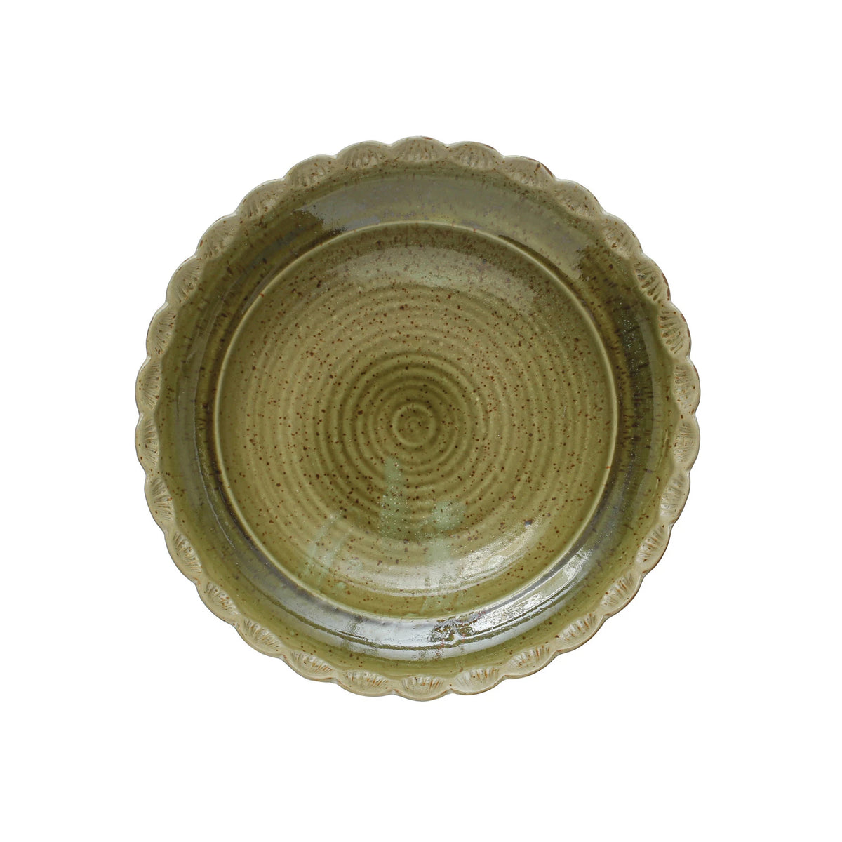 SCALLOPED EDGE BOWL REACTIVE GREEN