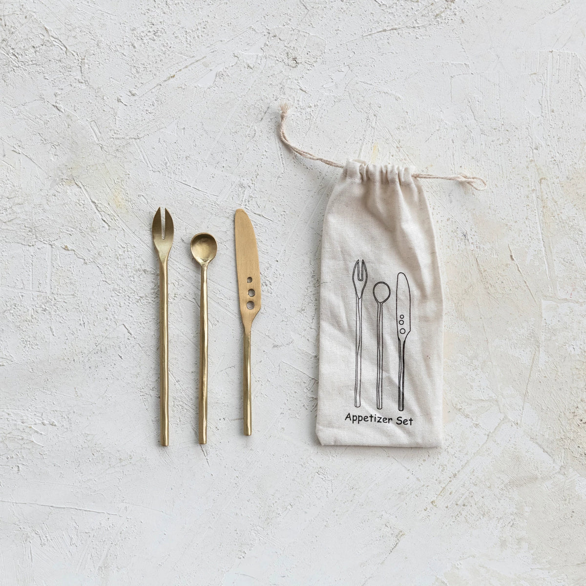 BRASS MATTE APP UTENSILS IN BAG