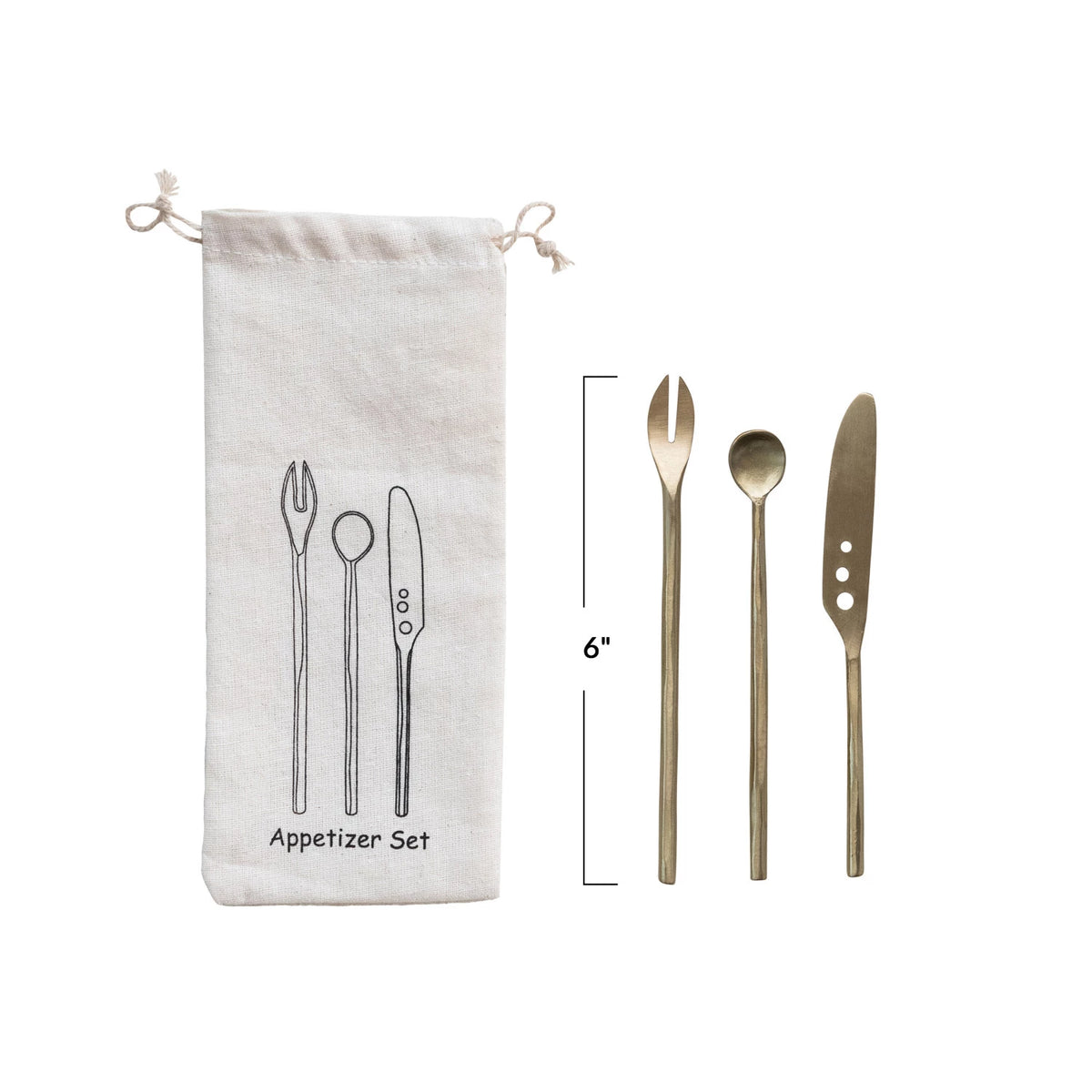 BRASS MATTE APP UTENSILS IN BAG