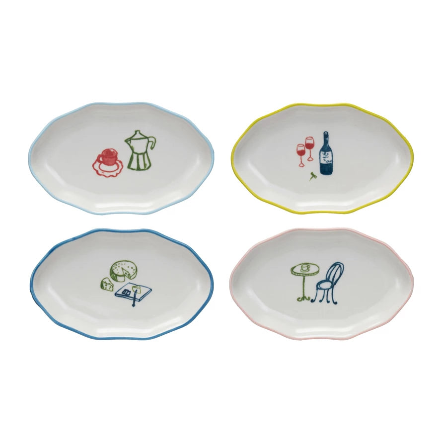 COLORED RIM BISTRO DISH
