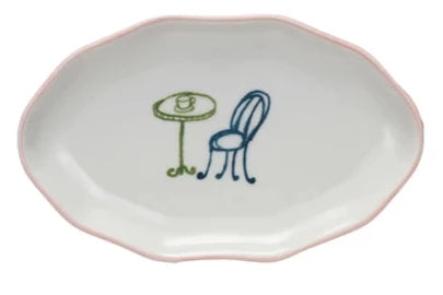 COLORED RIM BISTRO DISH