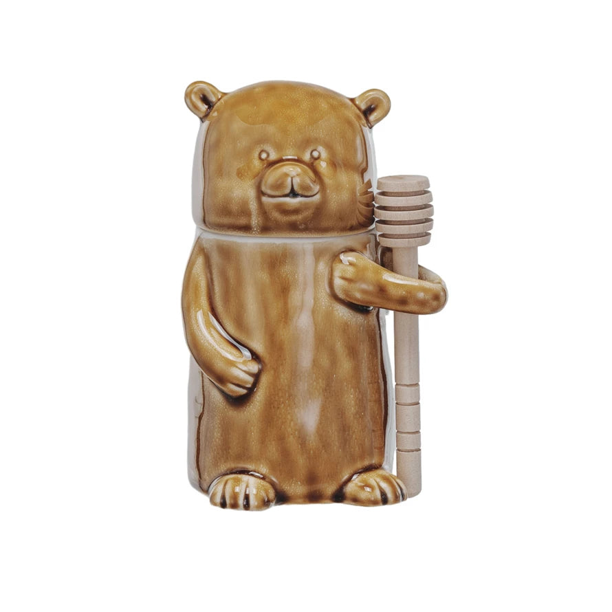 STONEWARE HONEY JAR