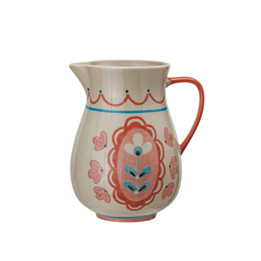 FLORAL PAINTED PITCHER