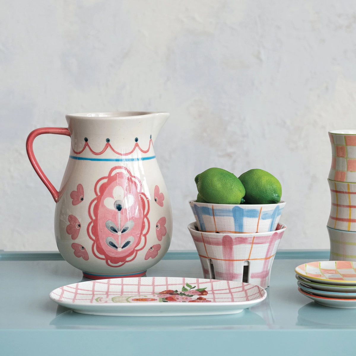 FLORAL PAINTED PITCHER