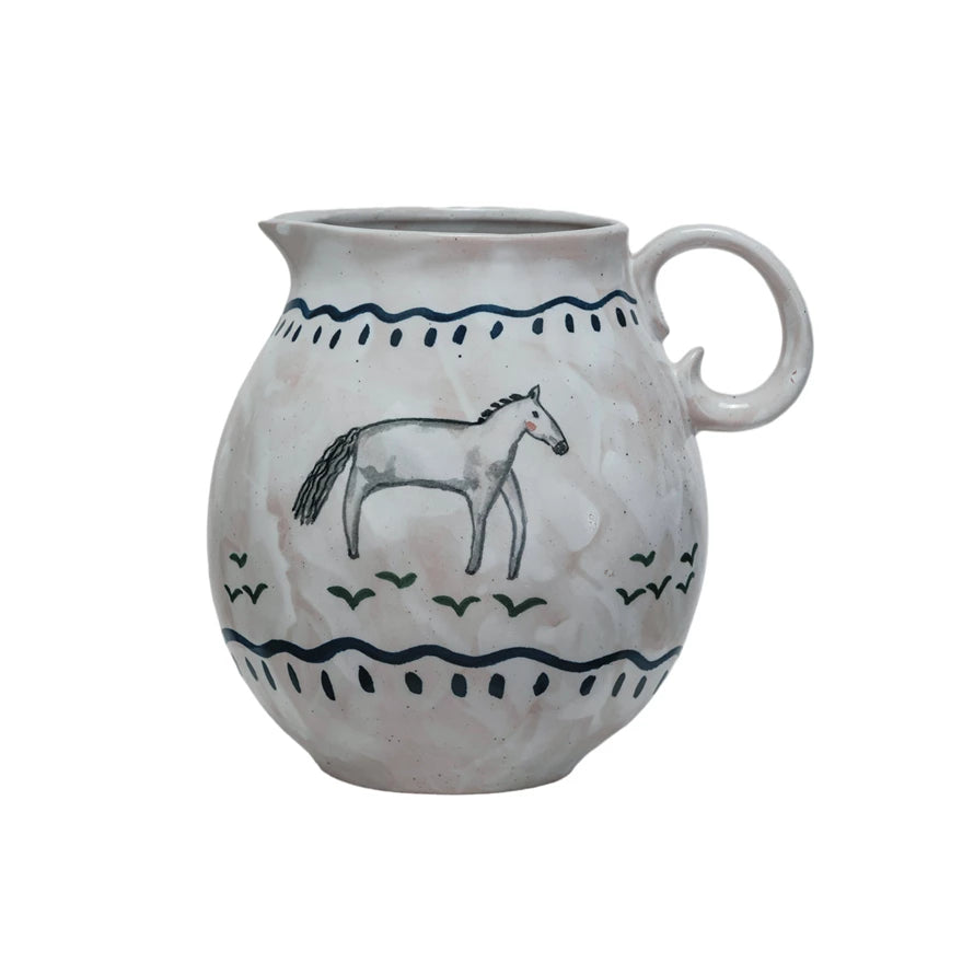 PAINTED PITCHER W/HORSE