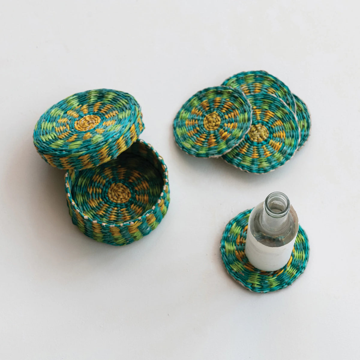 SEAGRASS COASTERS IN BASKET