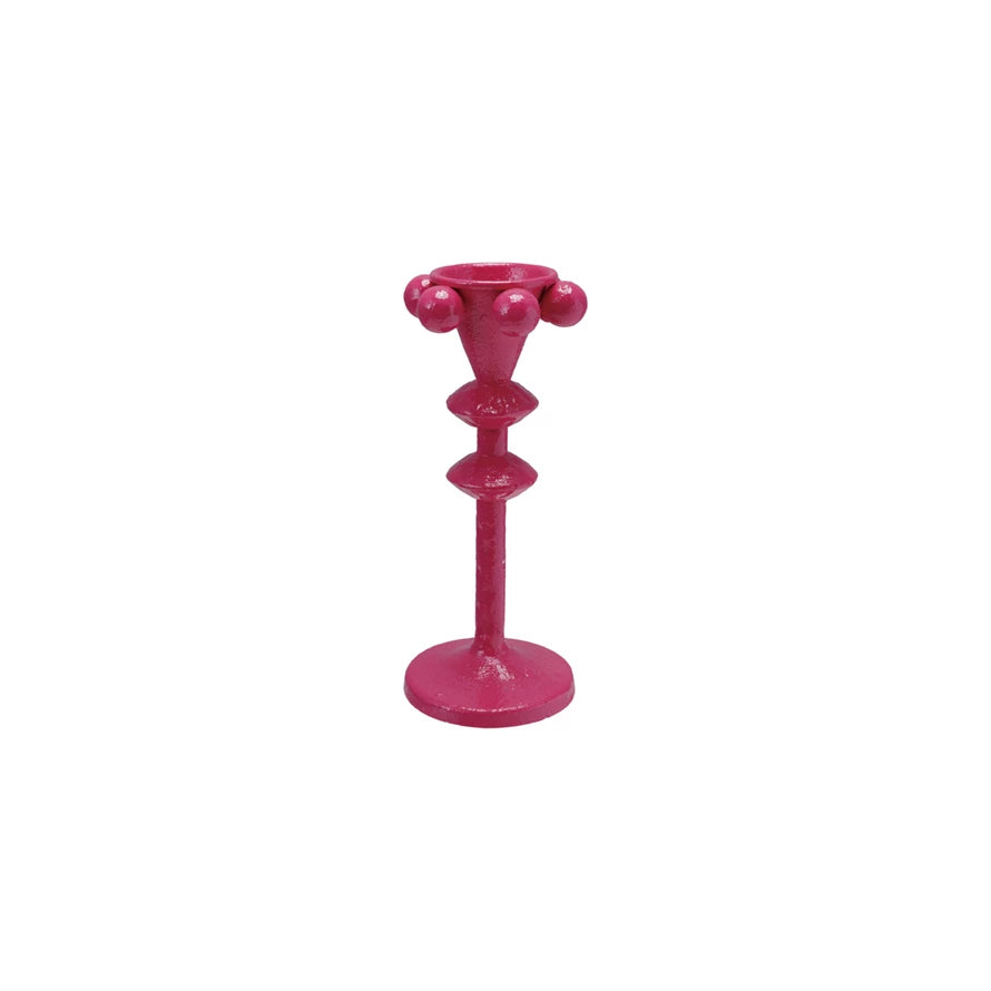 FUCHSIA TAPER HOLDER W/BALLS