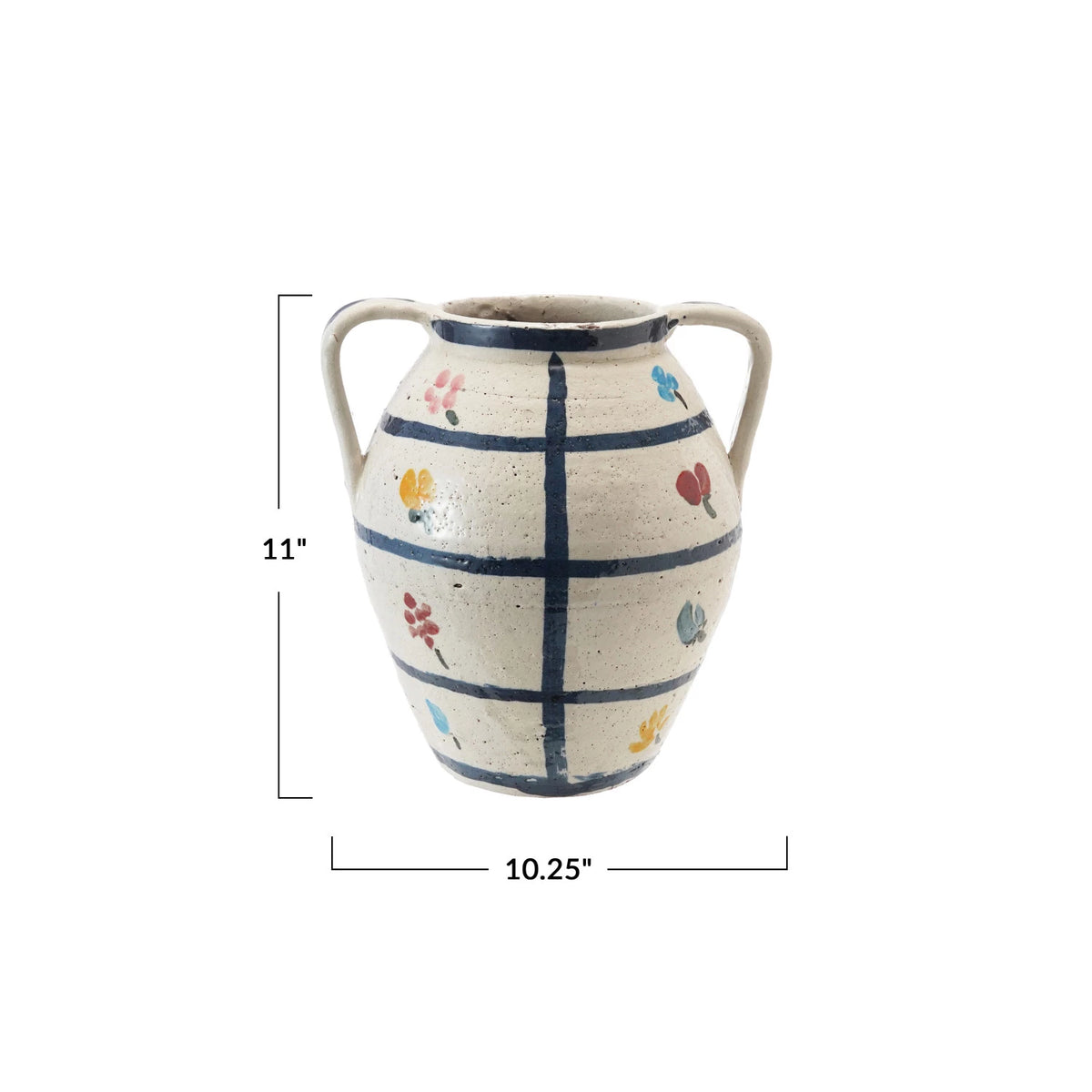 FLOWER/GRID PAINTED URN