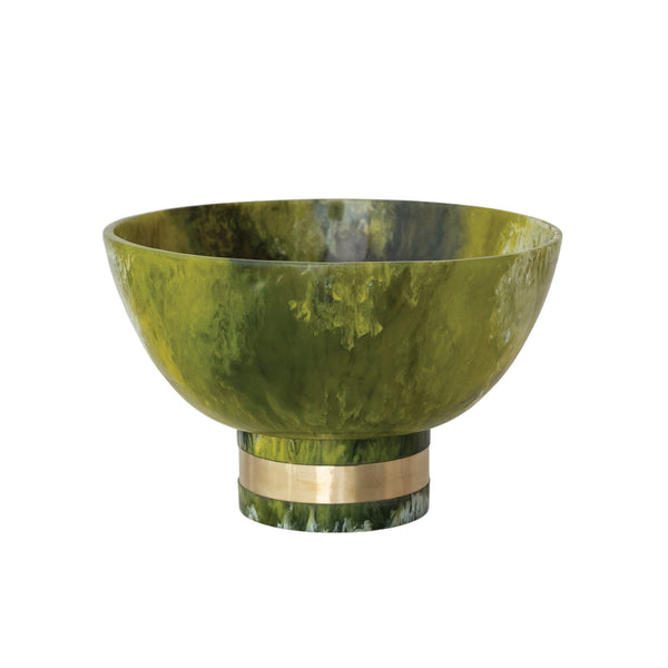 GREEN RESIN FOOTED BOWL