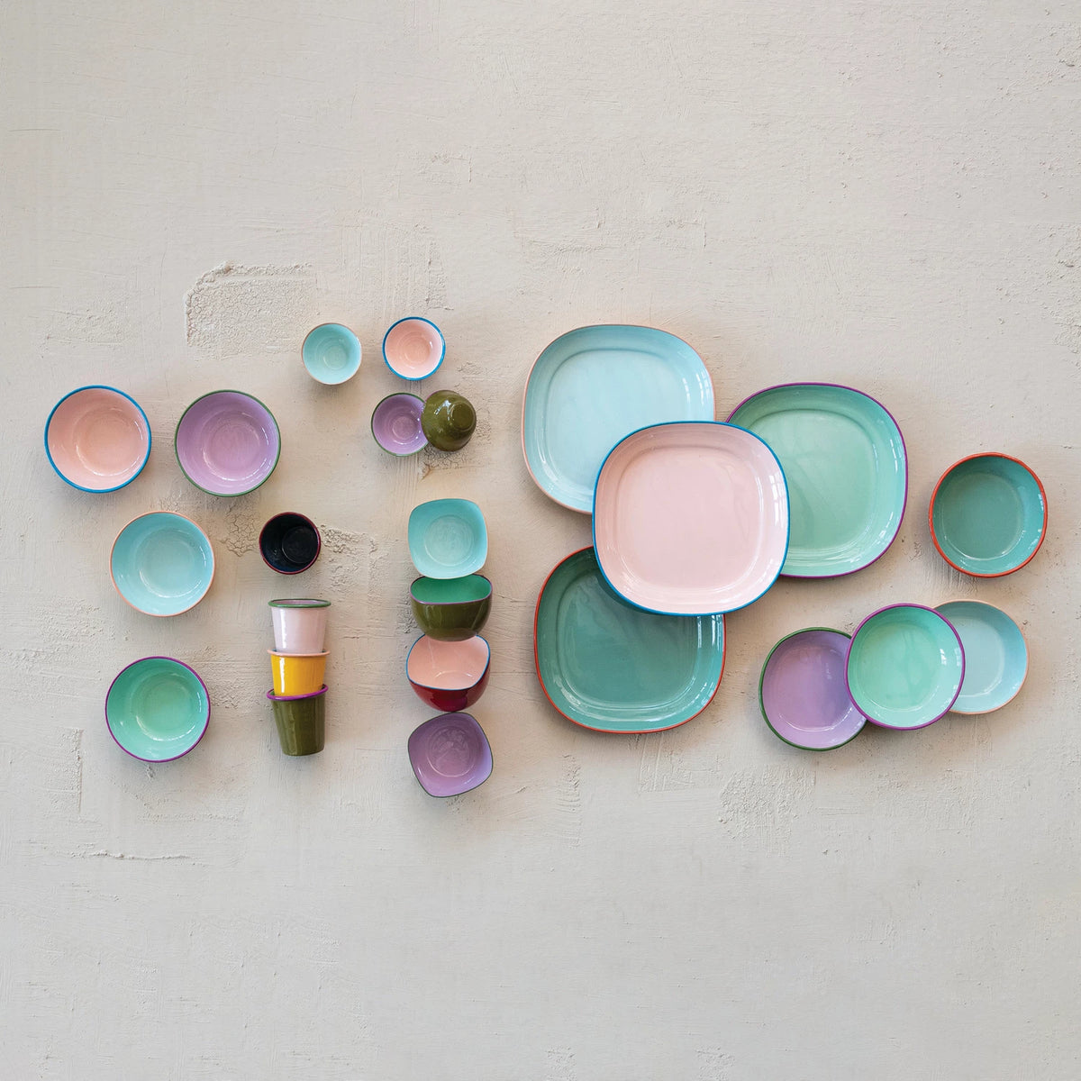 ENAMEL STAINLESS PLATE SET 4