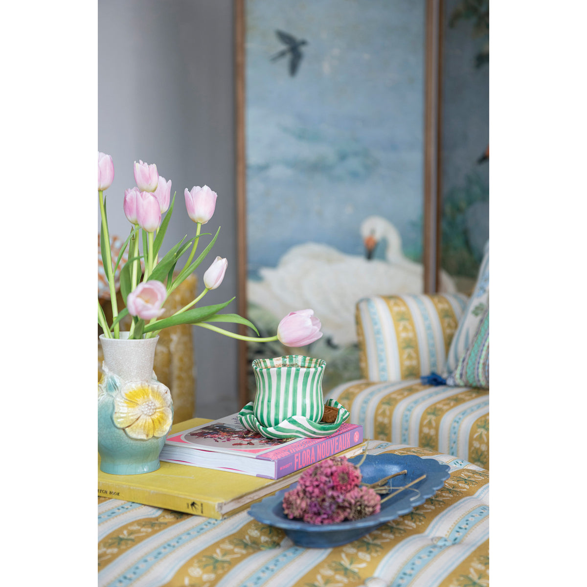 STRIPED MUG W/SAUCER