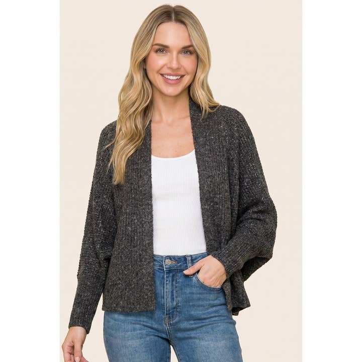 RIBBED DOLMAN CARDI