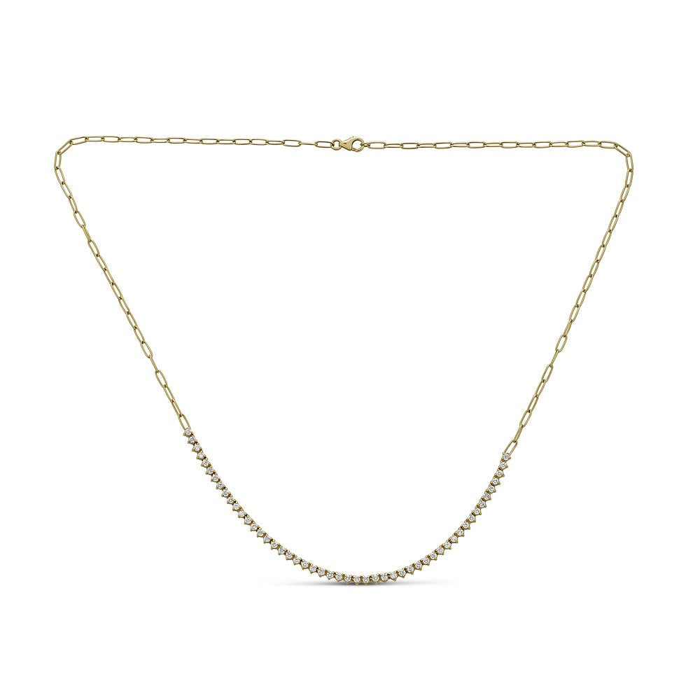 TENNIS NECKLACE W/PAPERCLIP CHAIN