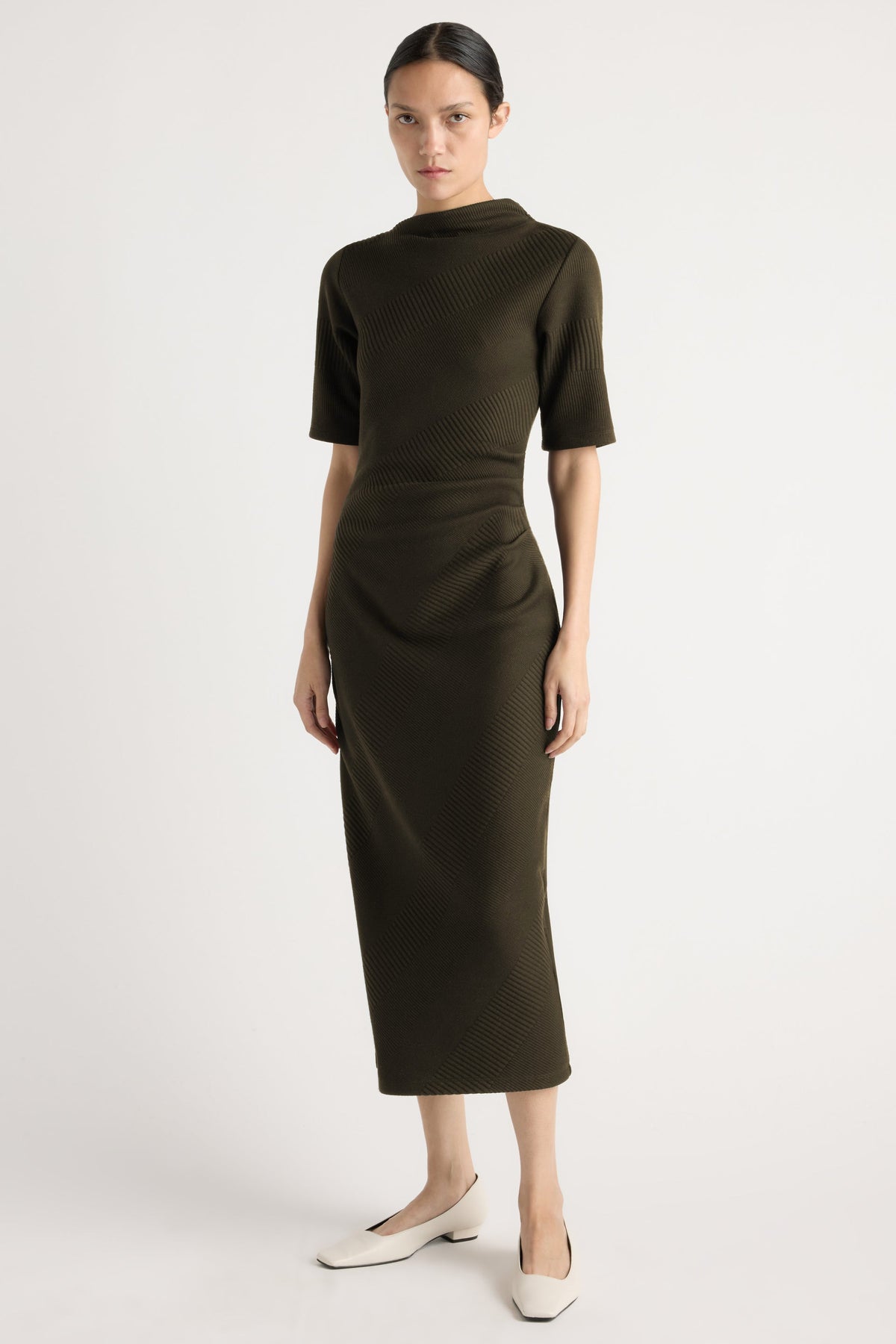 EVIE RIBBED KNIT JERSEY DRESS