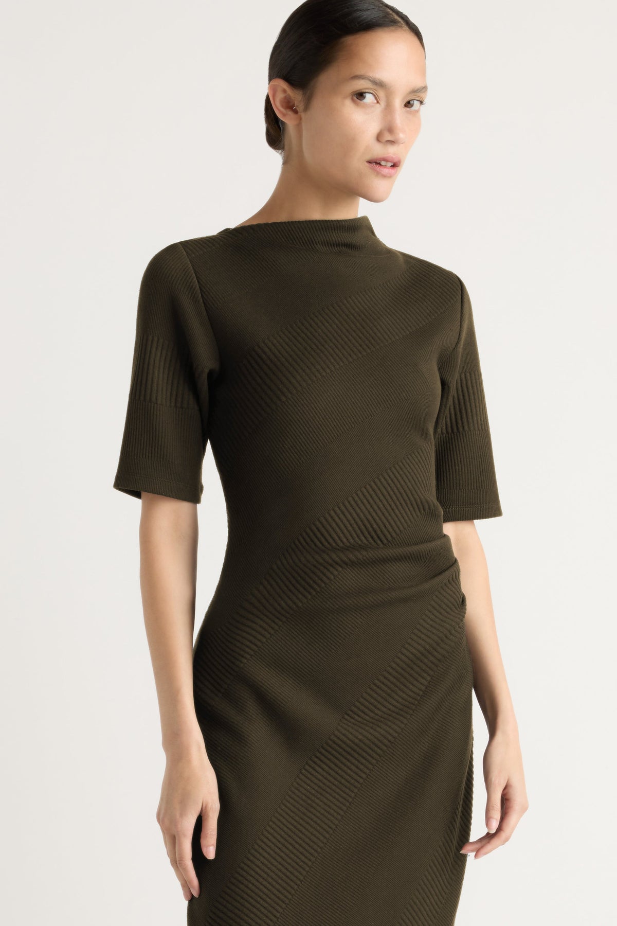 EVIE RIBBED KNIT JERSEY DRESS