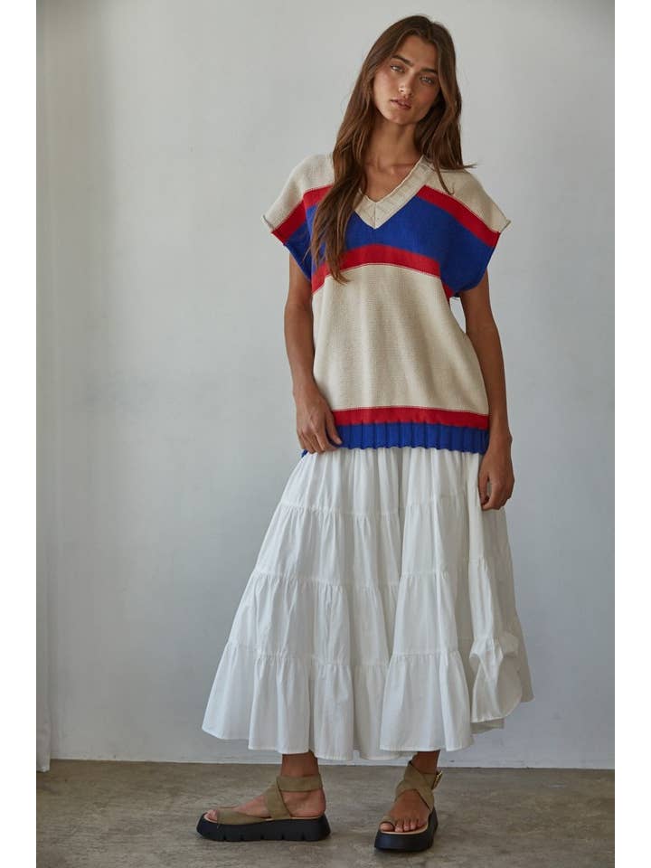 STRIPED VNECK VEST