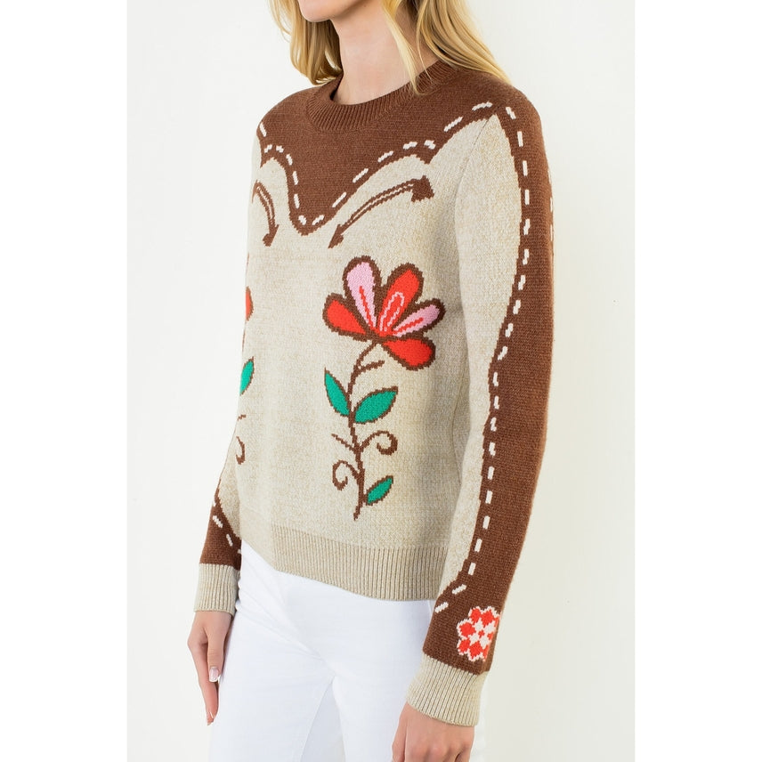 FLOWER PRINT SWEATER