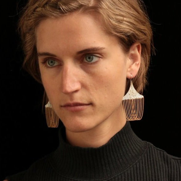 CHANDALIER EARRING BRASS/SILVER