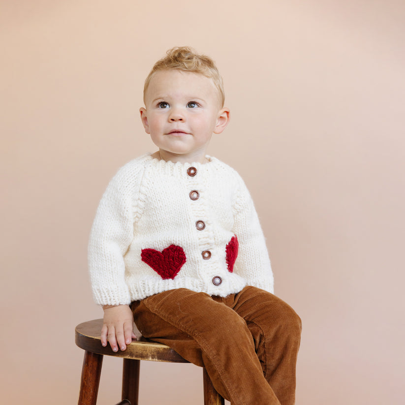 HEART CARDIGAN RED