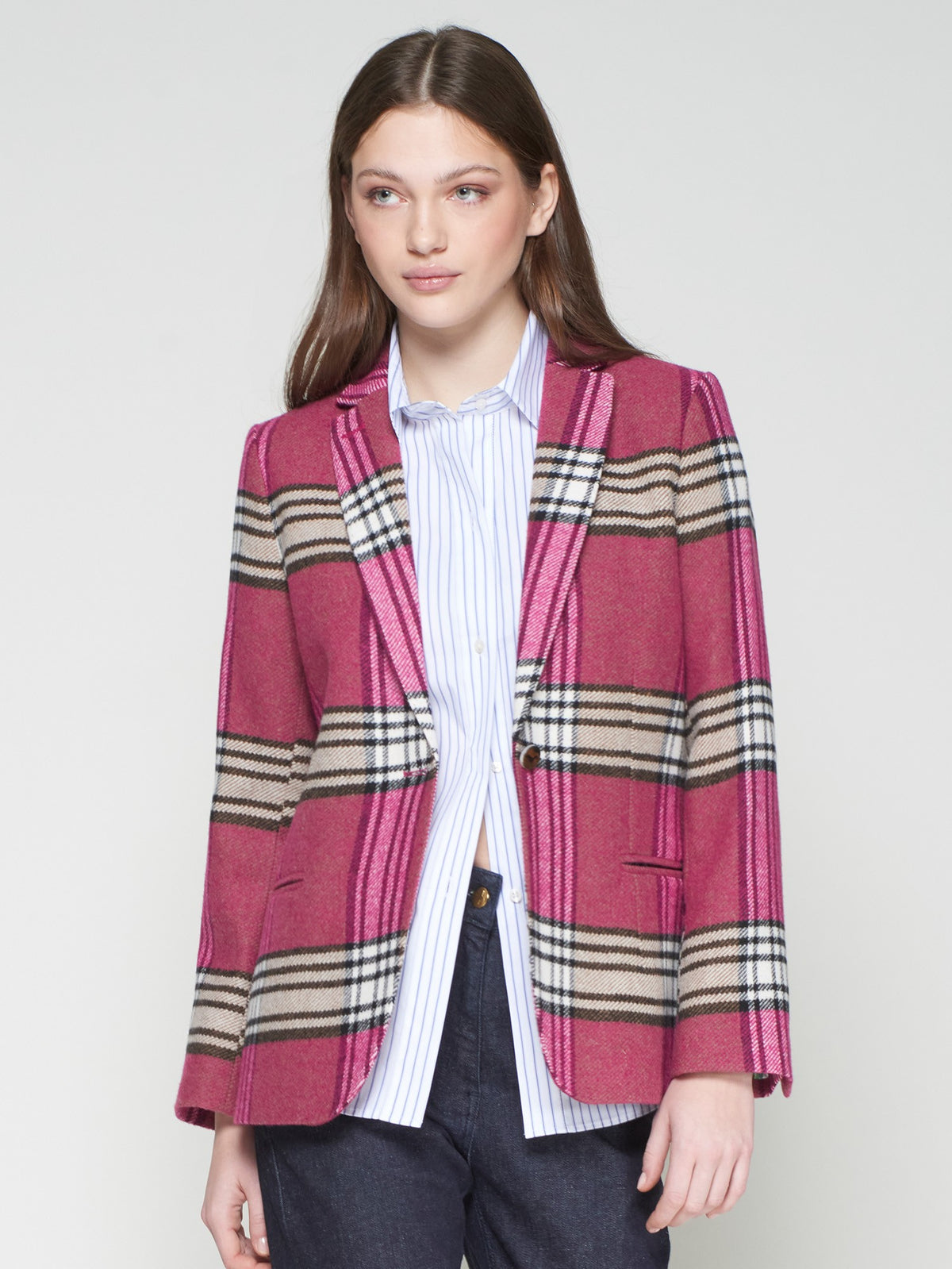 PLAID BLAZER