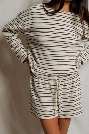 KERI LOOP TERRY STRIPE LS TOP