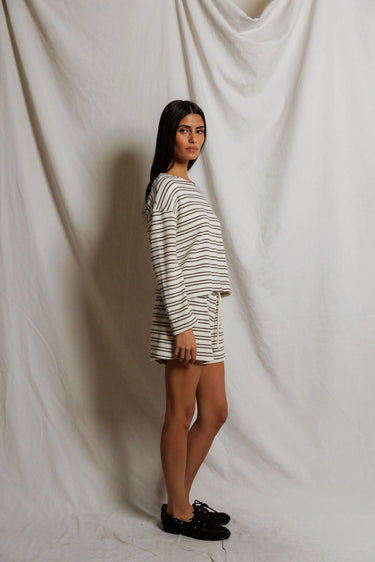 KERI LOOP TERRY STRIPE LS TOP