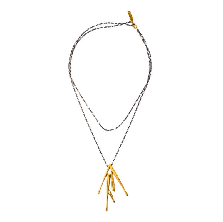 ADJUSTABLE CUARZO BURST PENDANT BRASS