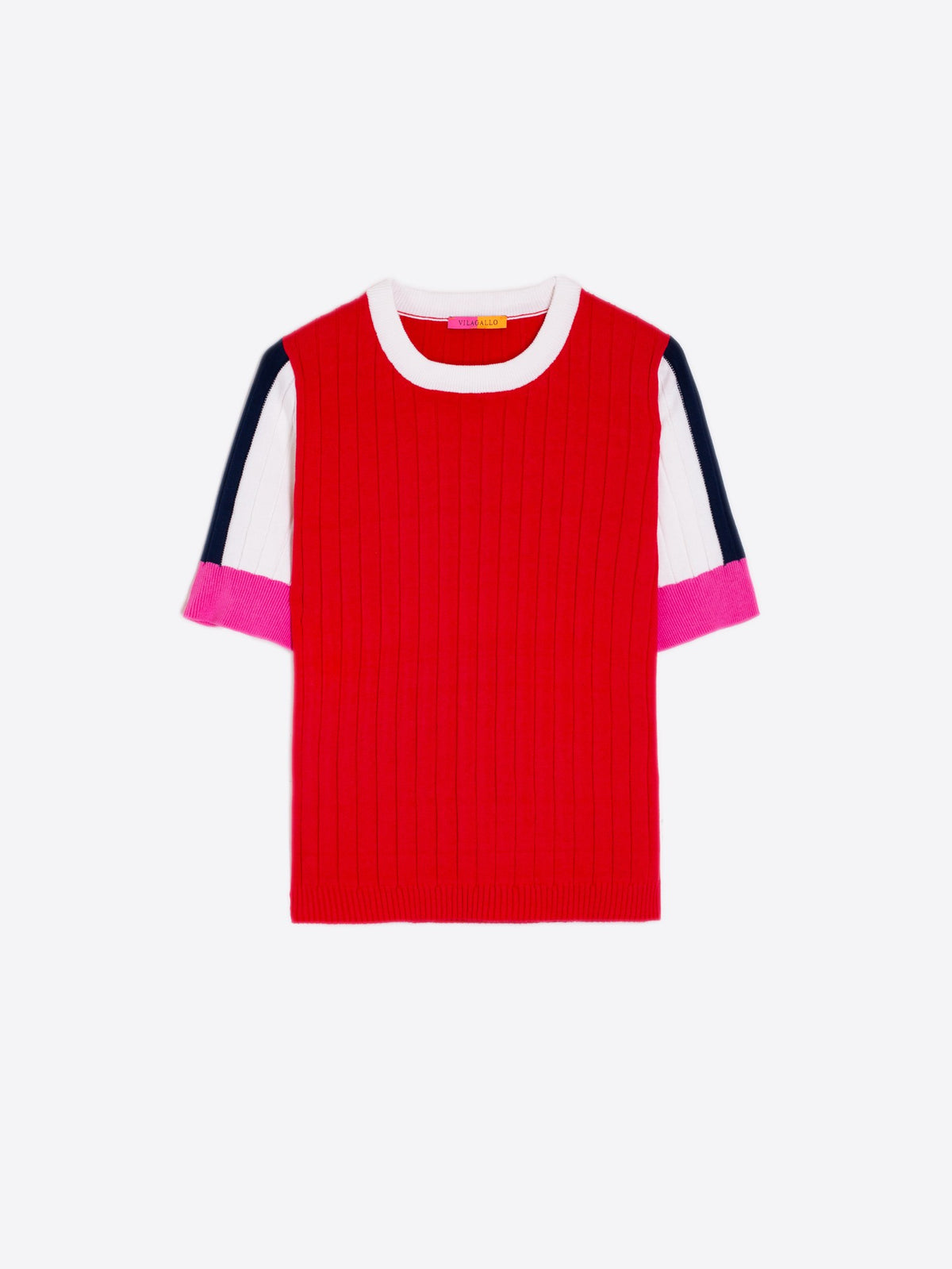 SHORT SLEEVE COLORBLOCKED SWEATER