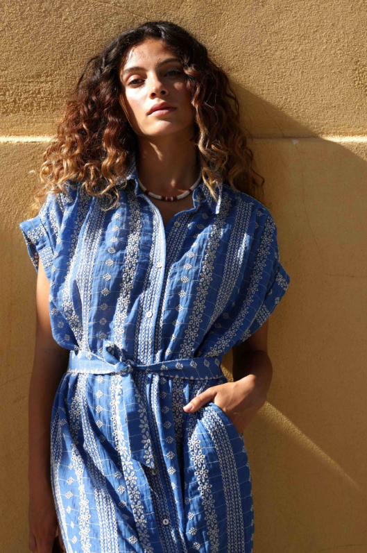 EYELET LONG DRESS