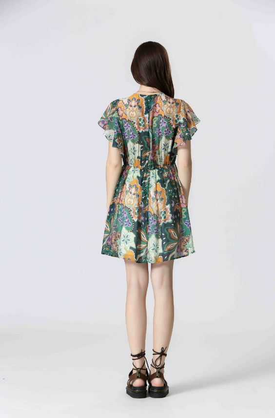 ABSTRACT FLORAL PRINT DRESS