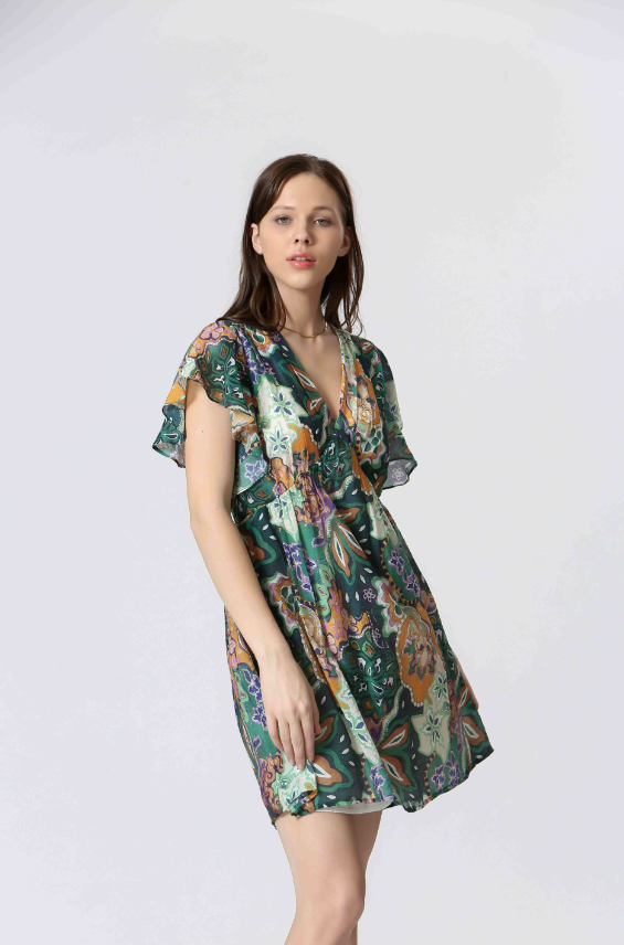 ABSTRACT FLORAL PRINT DRESS
