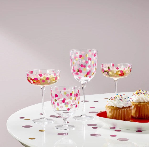 KS RAINING CONFETTI SHORT WINE GLASS/4