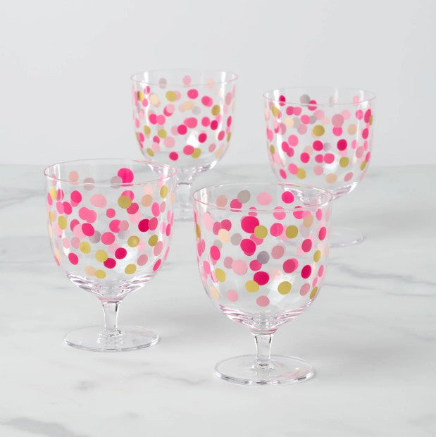 KS RAINING CONFETTI SHORT WINE GLASS/4