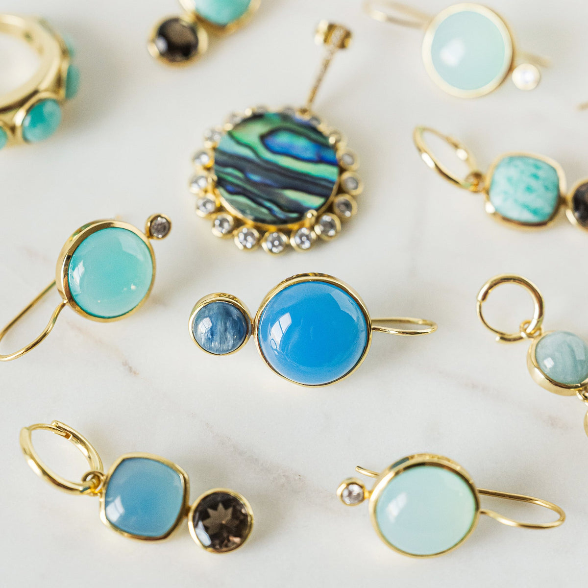 COLORBLOCK EARRING BLUE CHALC/KYANITE