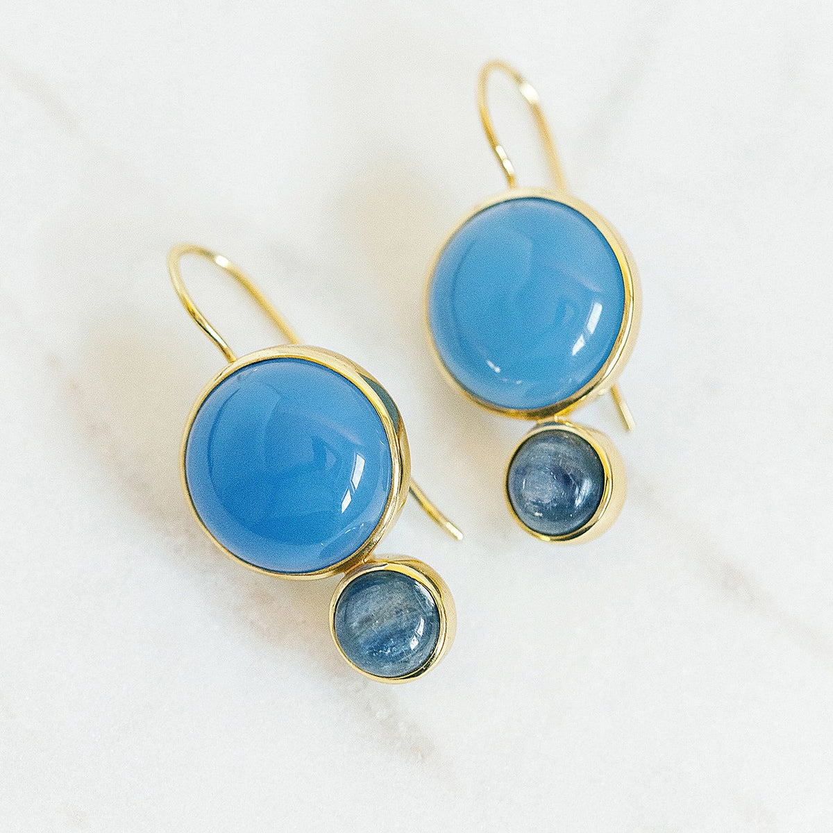 COLORBLOCK EARRING BLUE CHALC/KYANITE