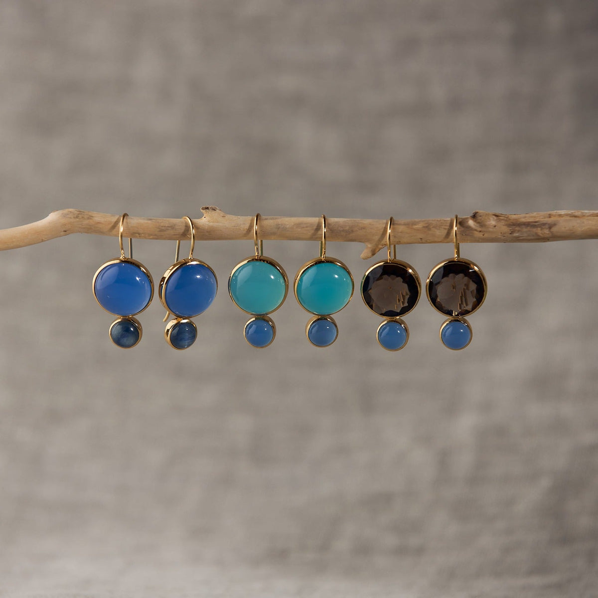 COLORBLOCK EARRING BLUE CHALC/KYANITE