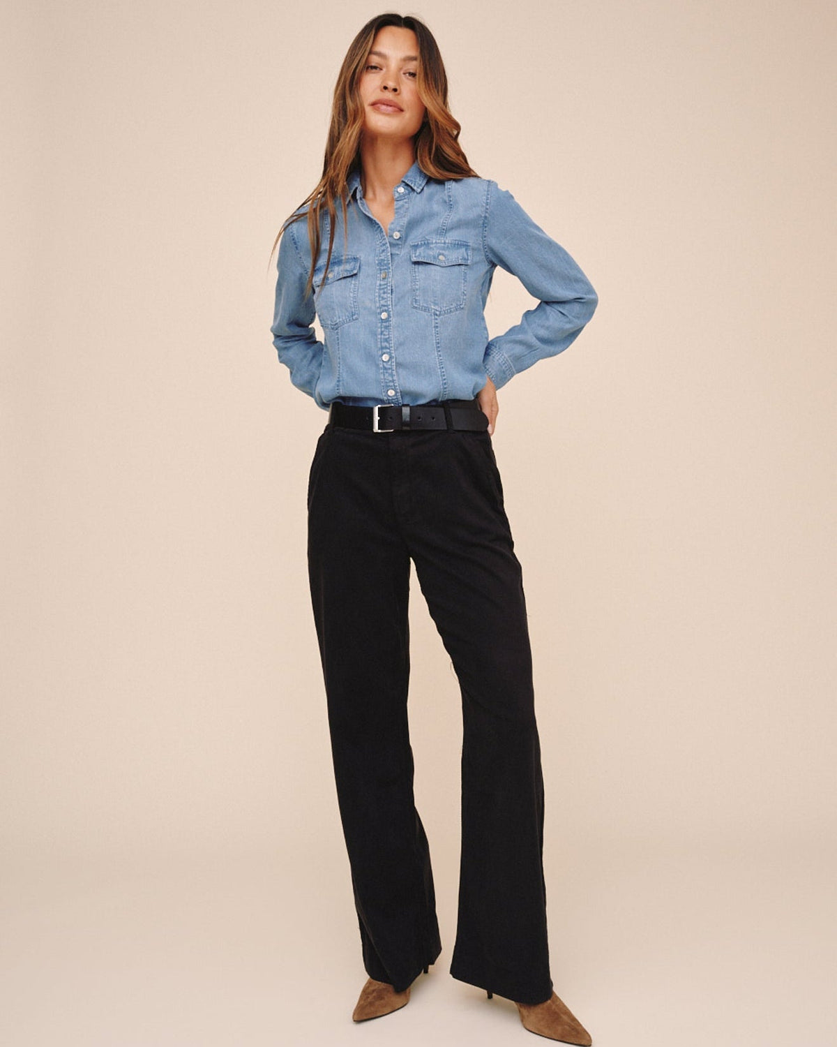 LONG SLEEVE SEAMED SHIRT