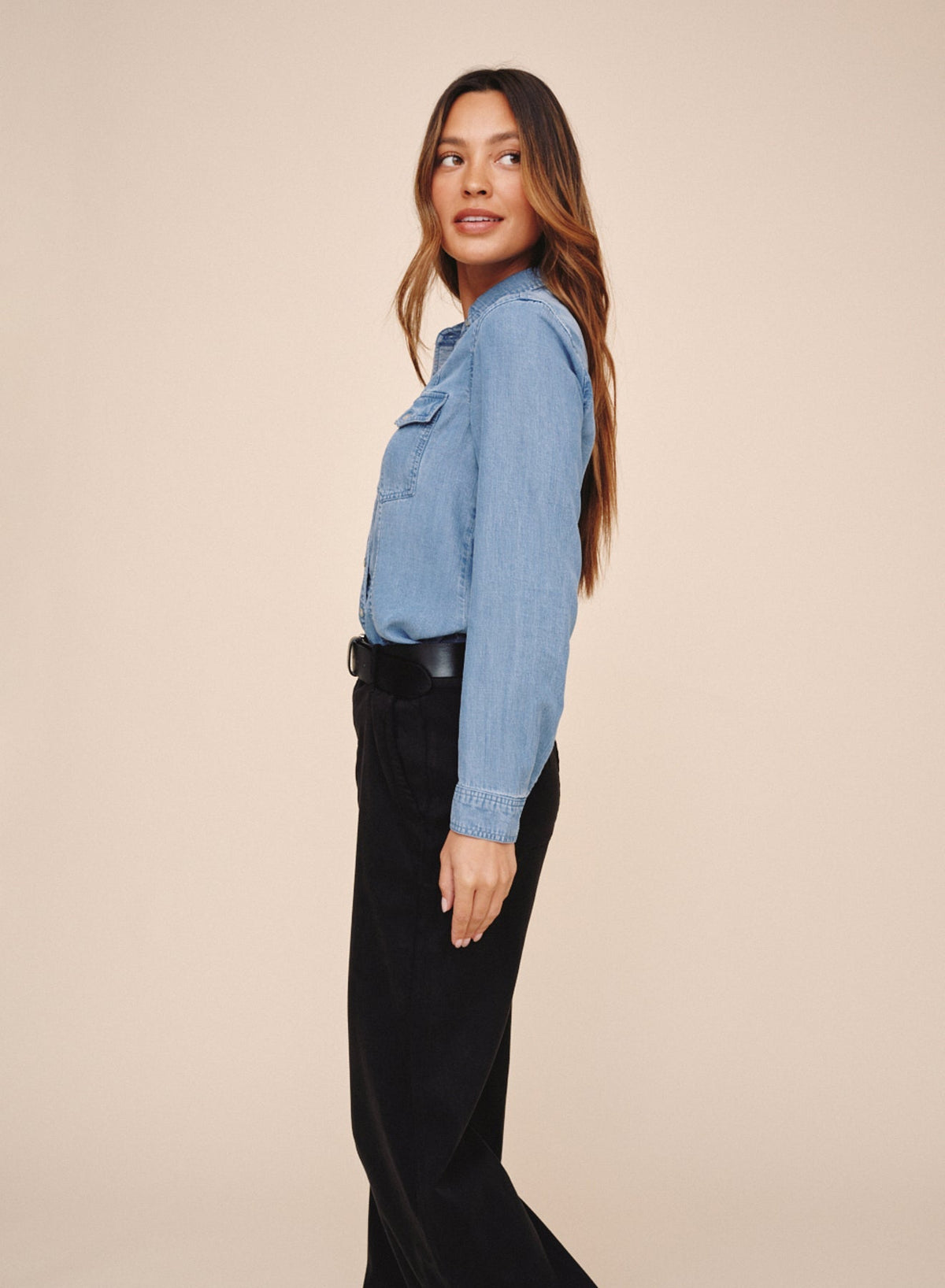 LONG SLEEVE SEAMED SHIRT