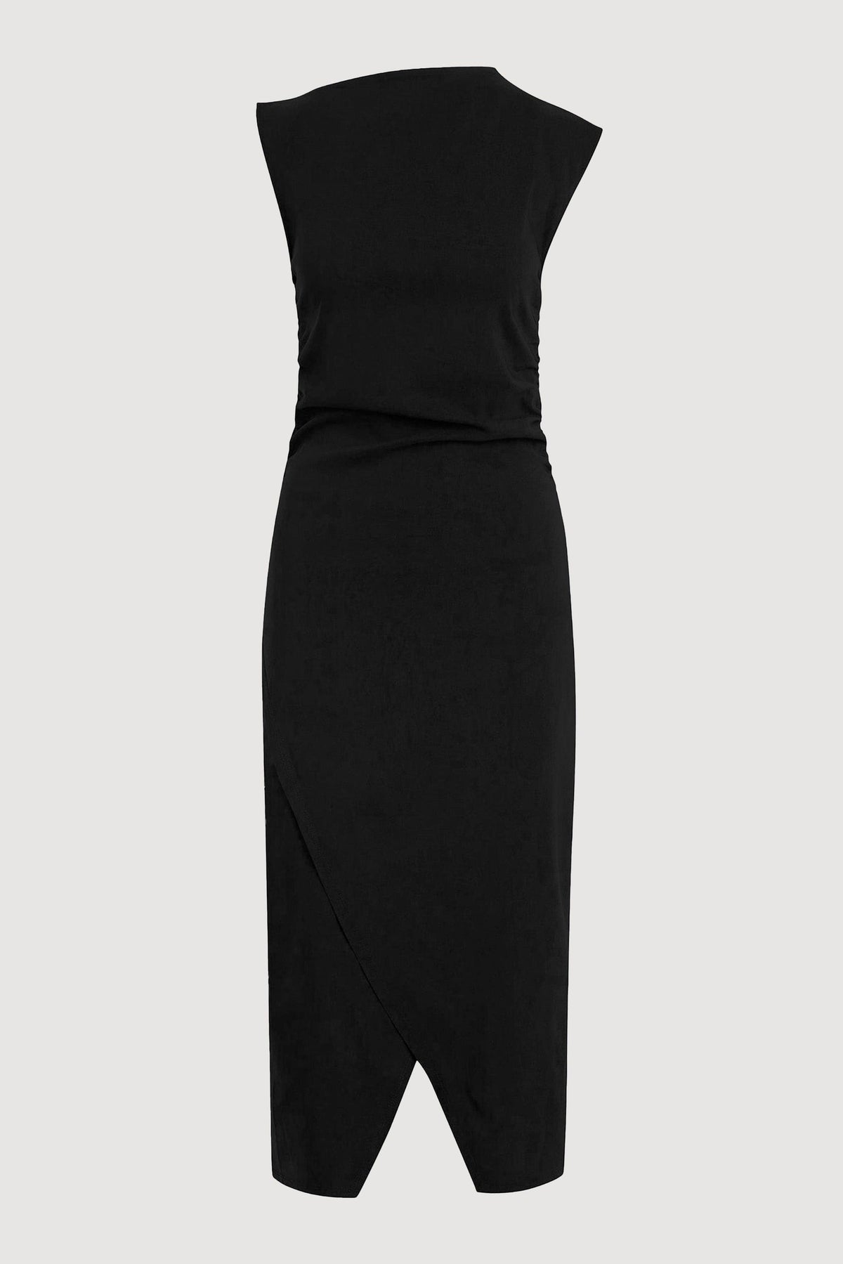 MANON ASYMMETRIC NECK RUCHED DRESS