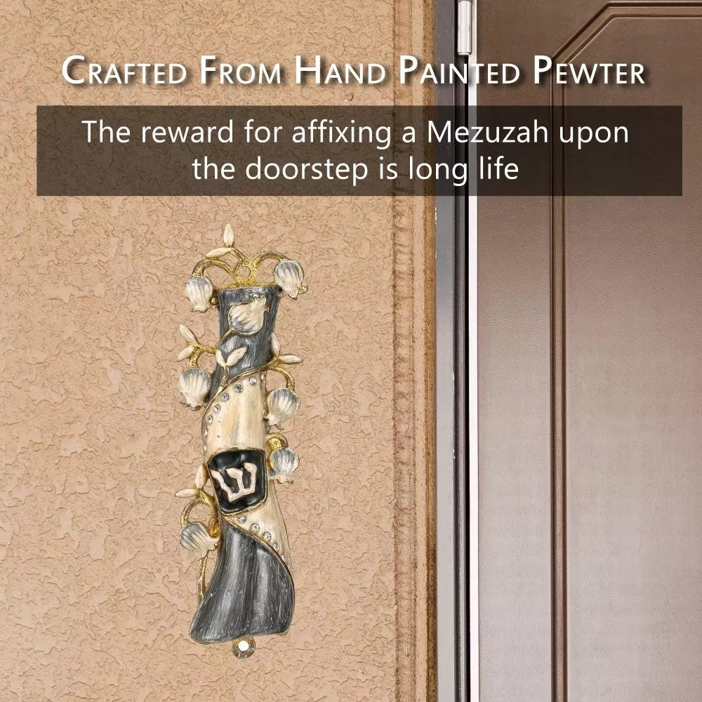 GREY FLOWER MEZUZAH