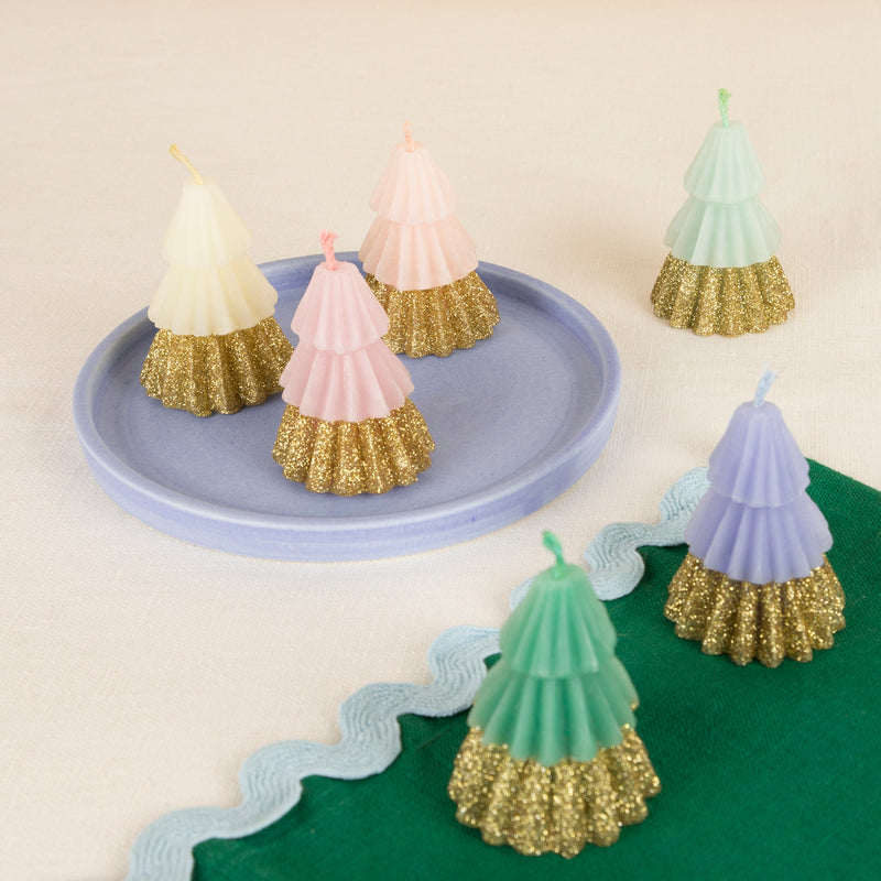 RAINBOW GLITTER TREE CANDLES